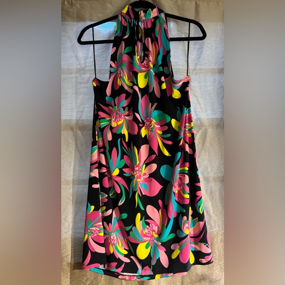 Trina Turk Multicolor Floral Print Halter Mini Dress Size L - Picture 3 of 7